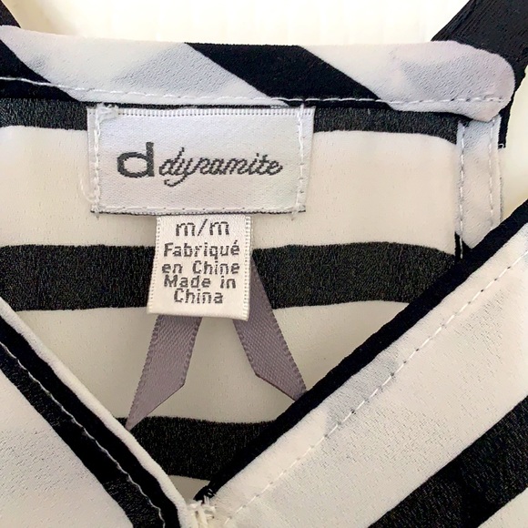 Spaghetti strap black and white stripe top - Picture 2 of 3